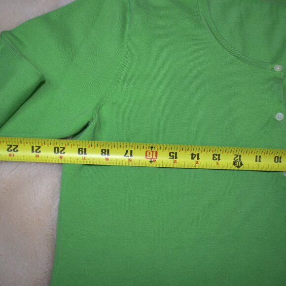 Lauren Ralph Lauren Glow Green Cardigan Sweater Size Large - Picture 5 of 8
